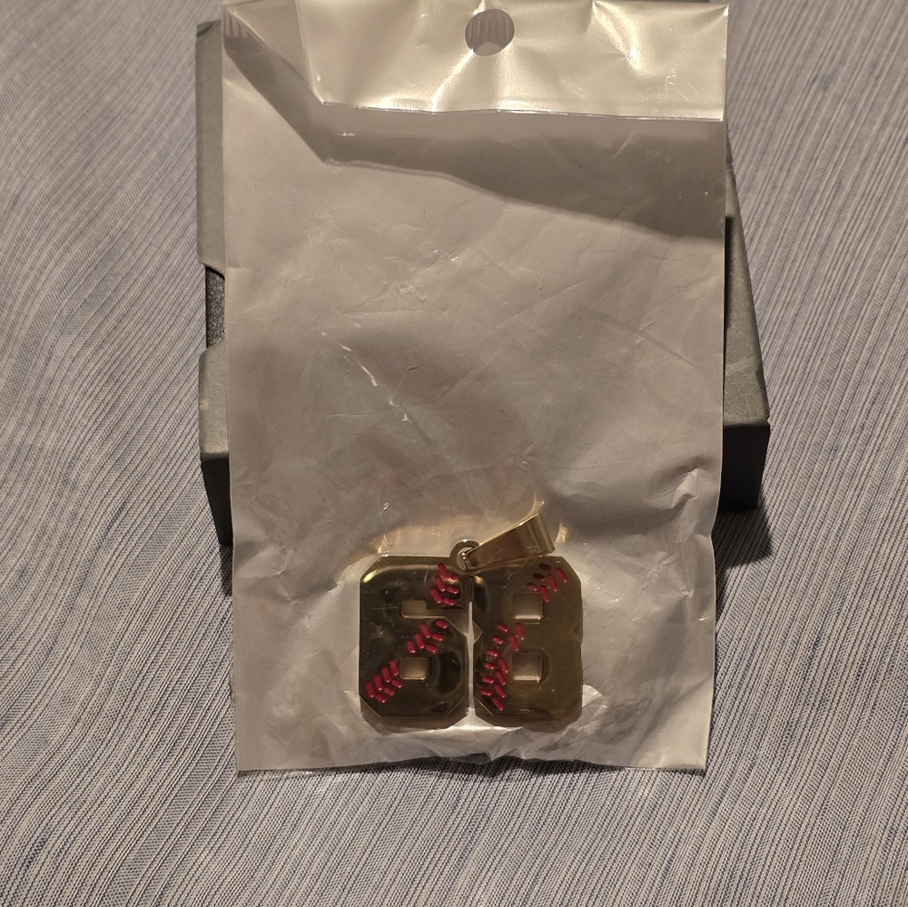 Gold Baseball number necklace NEW